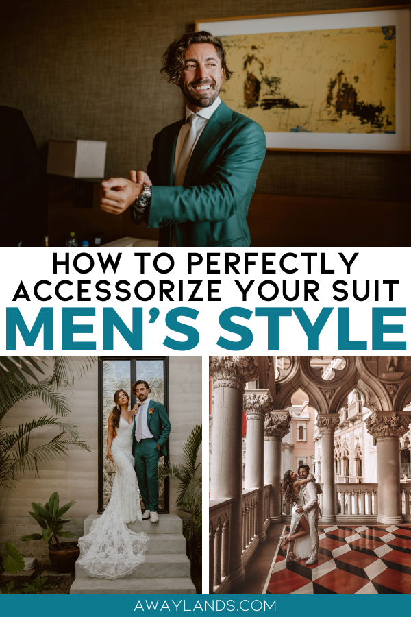 Accessorizing a men's suit for weddings and formal events is about intentionality. Here is your go-to guide for perfectly accessorizing your suit for all events from weddings to holiday parties. | mens suits | mens suits style | mens suit outfits | mens suit accessories classy | mens accessories suit | mens accessories with suit | mens style guide | how to accessorize a black suit men | how to style mens suit