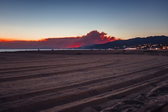Smoke over the beach at Ocean Front Walk, Santa Monica, California