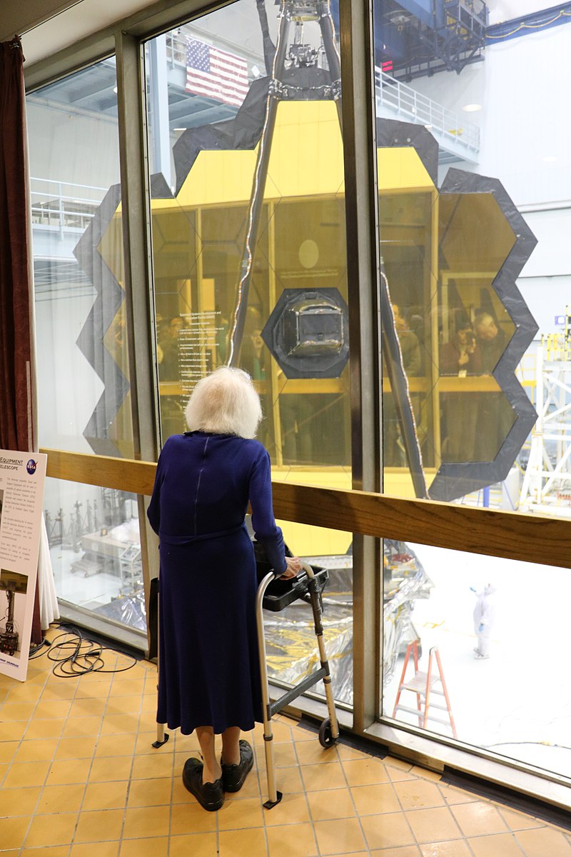 Nancy Grace Roman views the still under construction James Webb Space Telescope in 2017