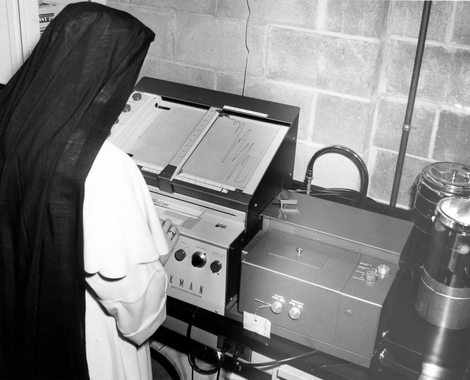 Sister Miriam Michael Stimson working in the lab