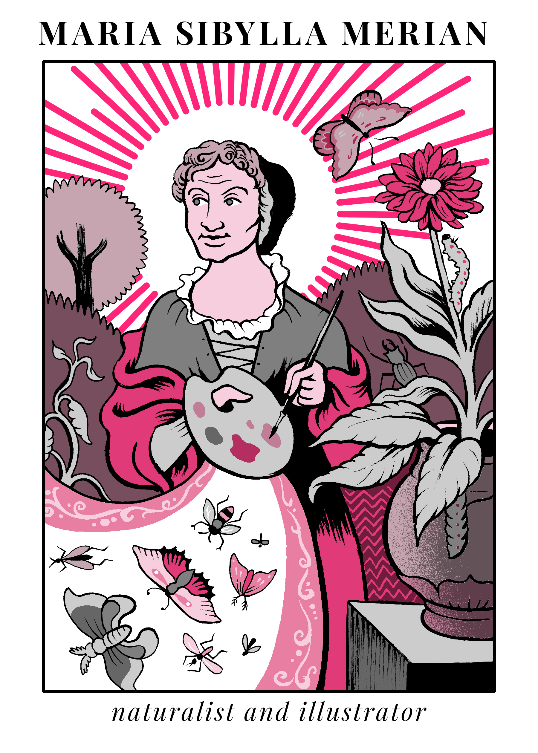 Illustration of Maria Sibylla Merian from Massive Science Tarot deck