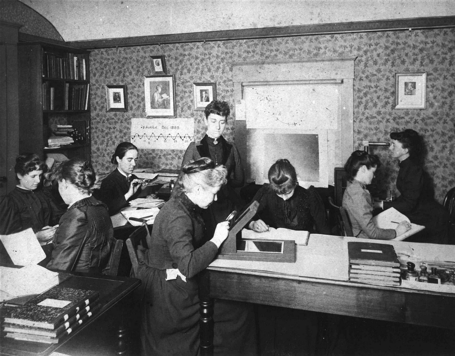 black and white photo of the women known as the harvard computers