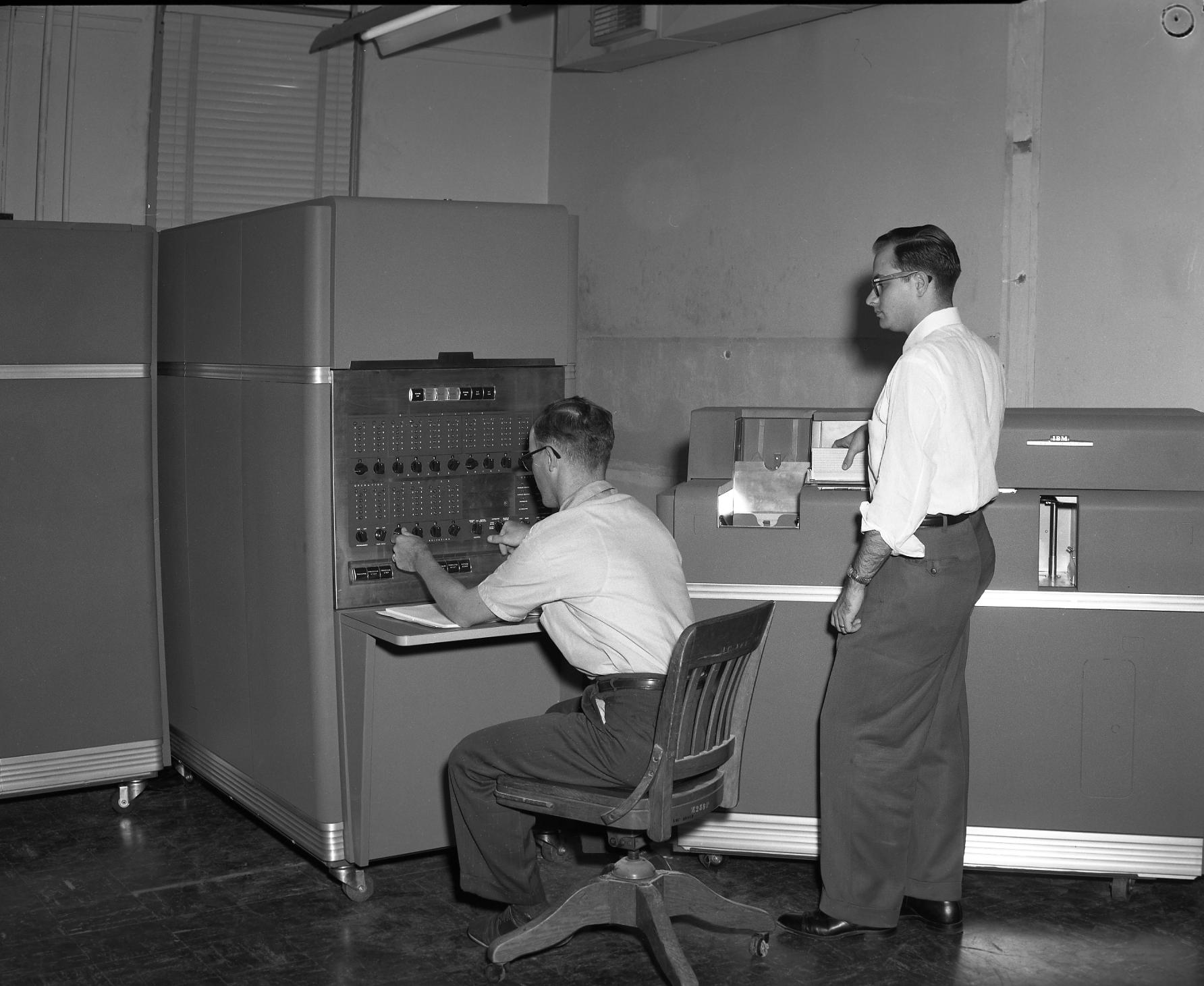 The IBM 650, one of the first mass produced computers ever, being used at Texas A&M