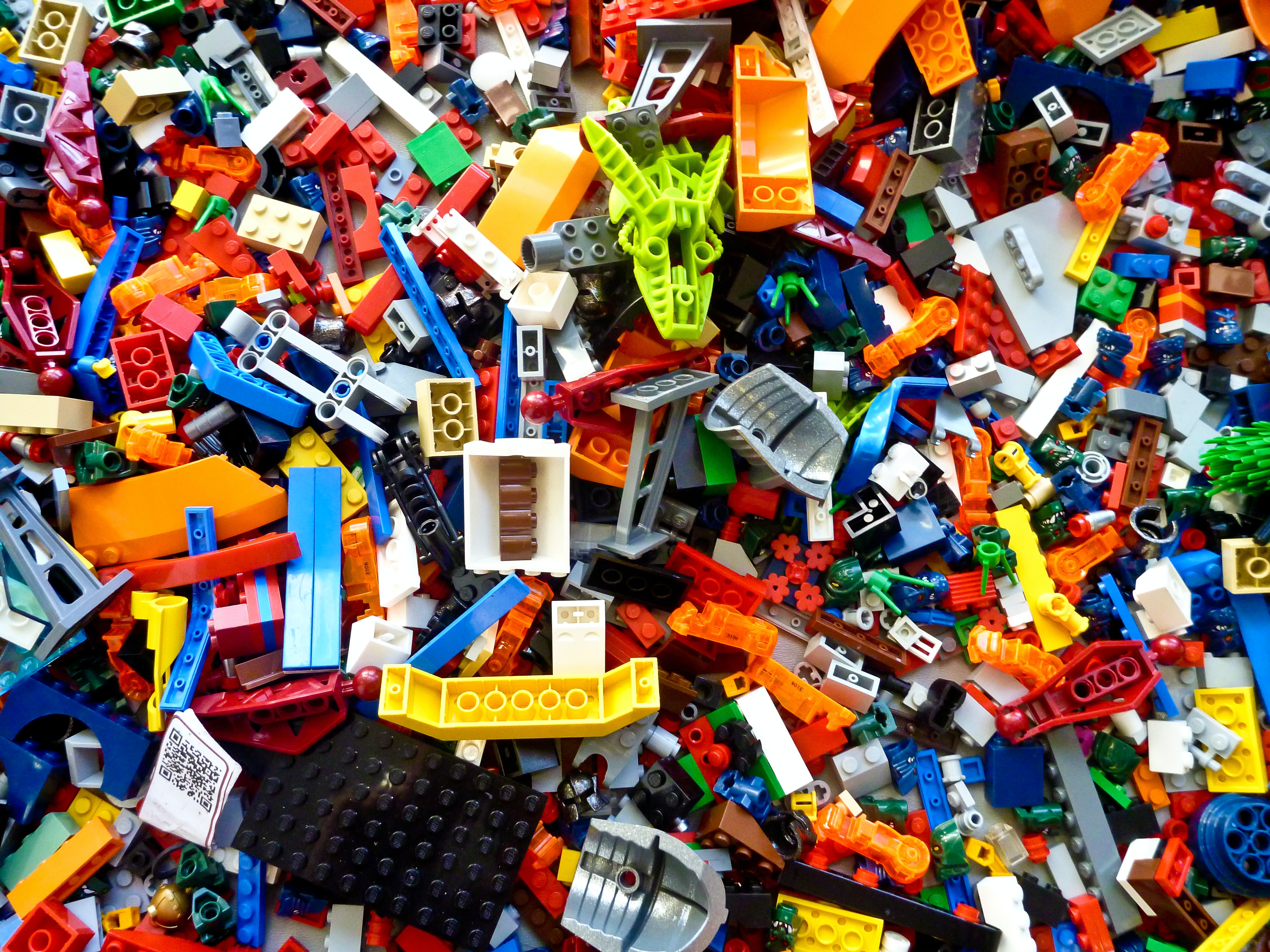 A colorful pile of LEGO bricks