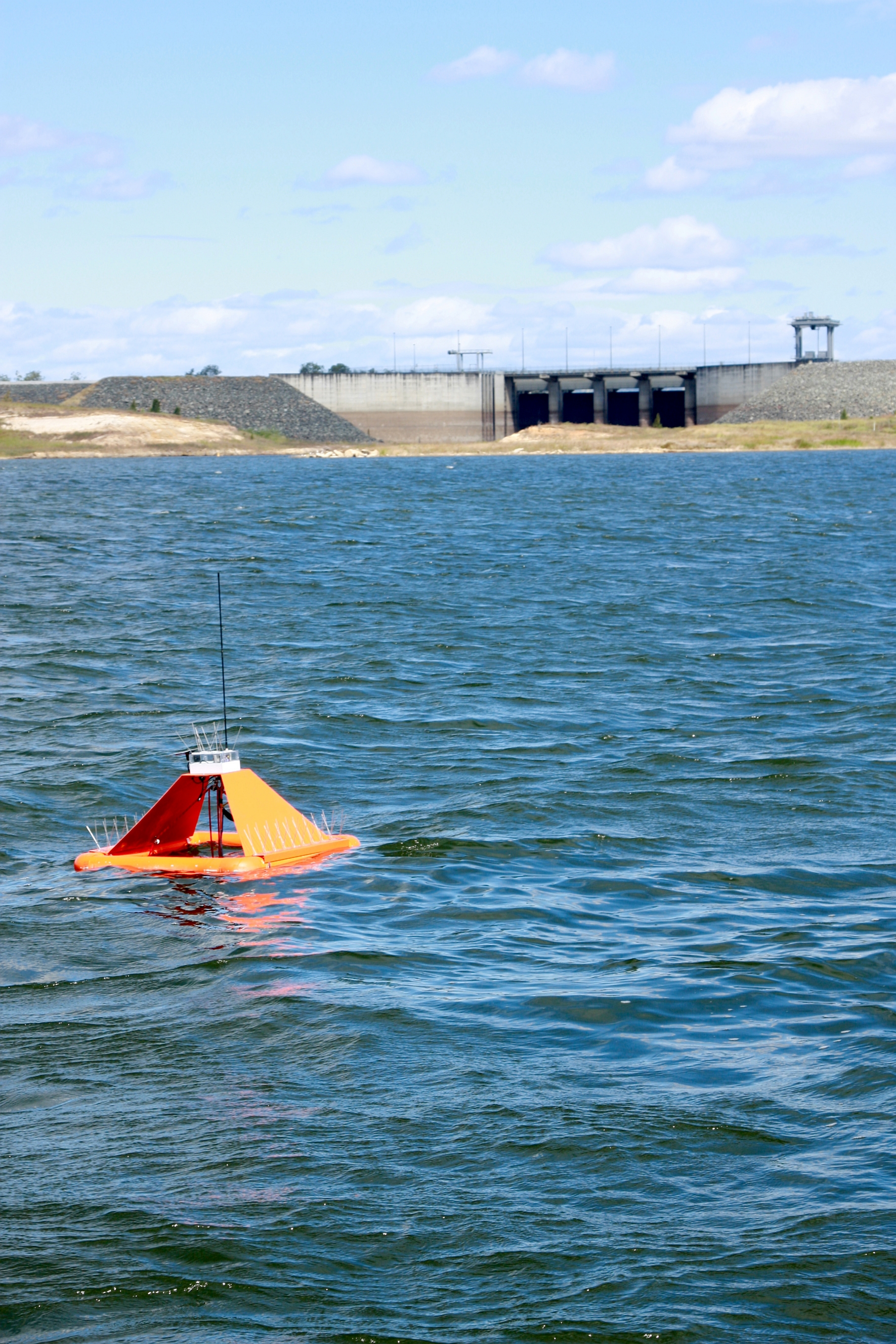 In a bay in Queensland, Australia, a floating remote sensor tracks environmental conditions 