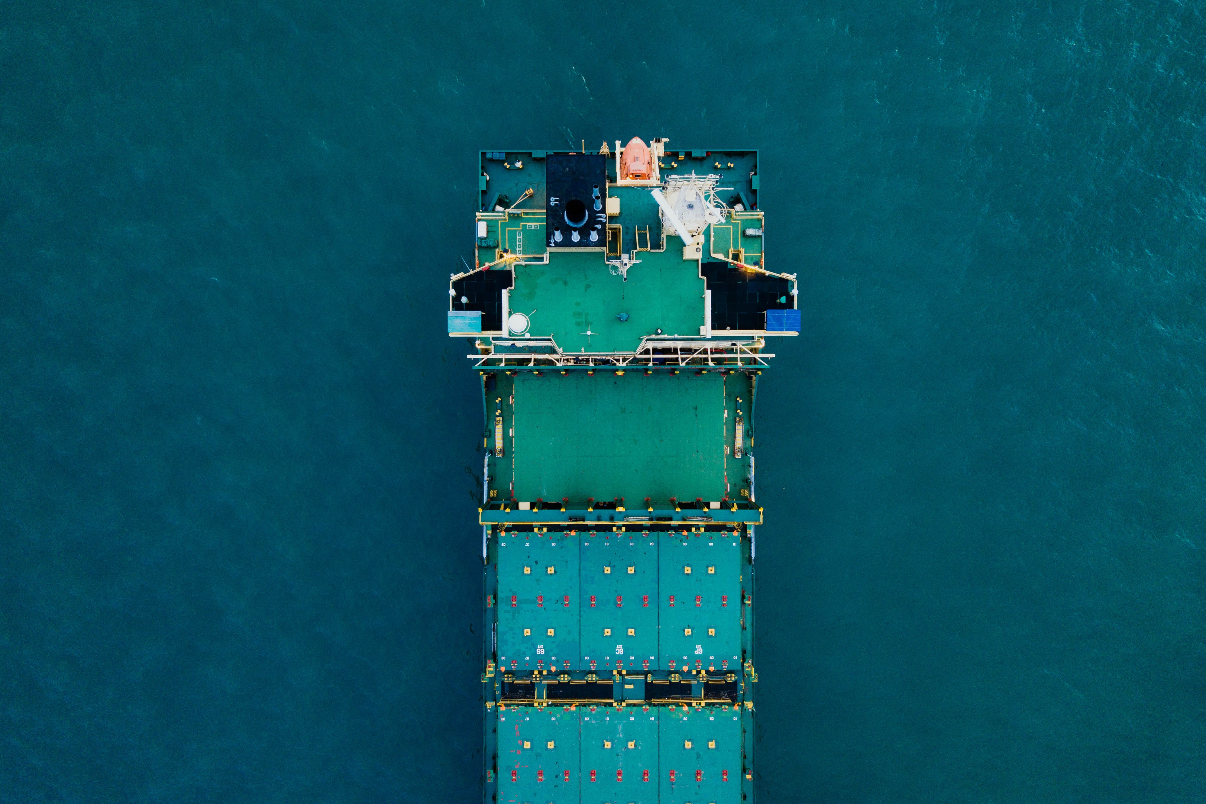 Cargo ship from overhead