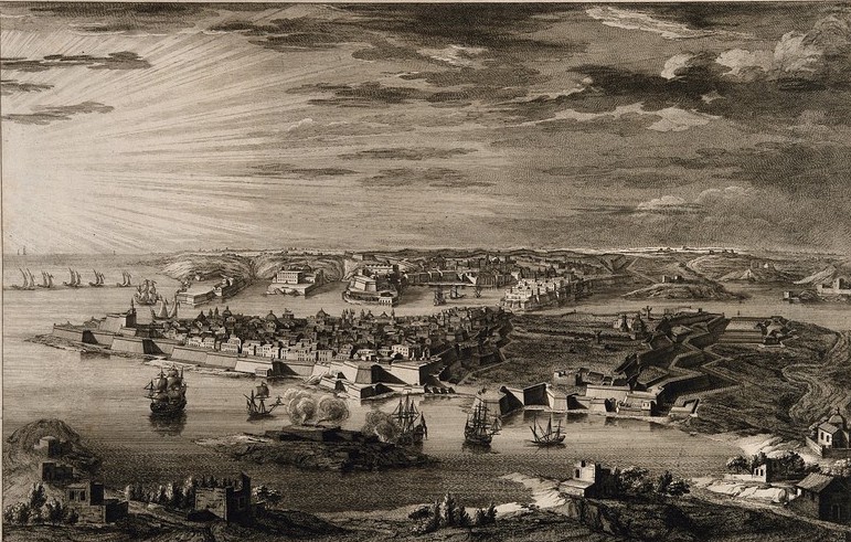 A painting of the quarantine area of Malta.