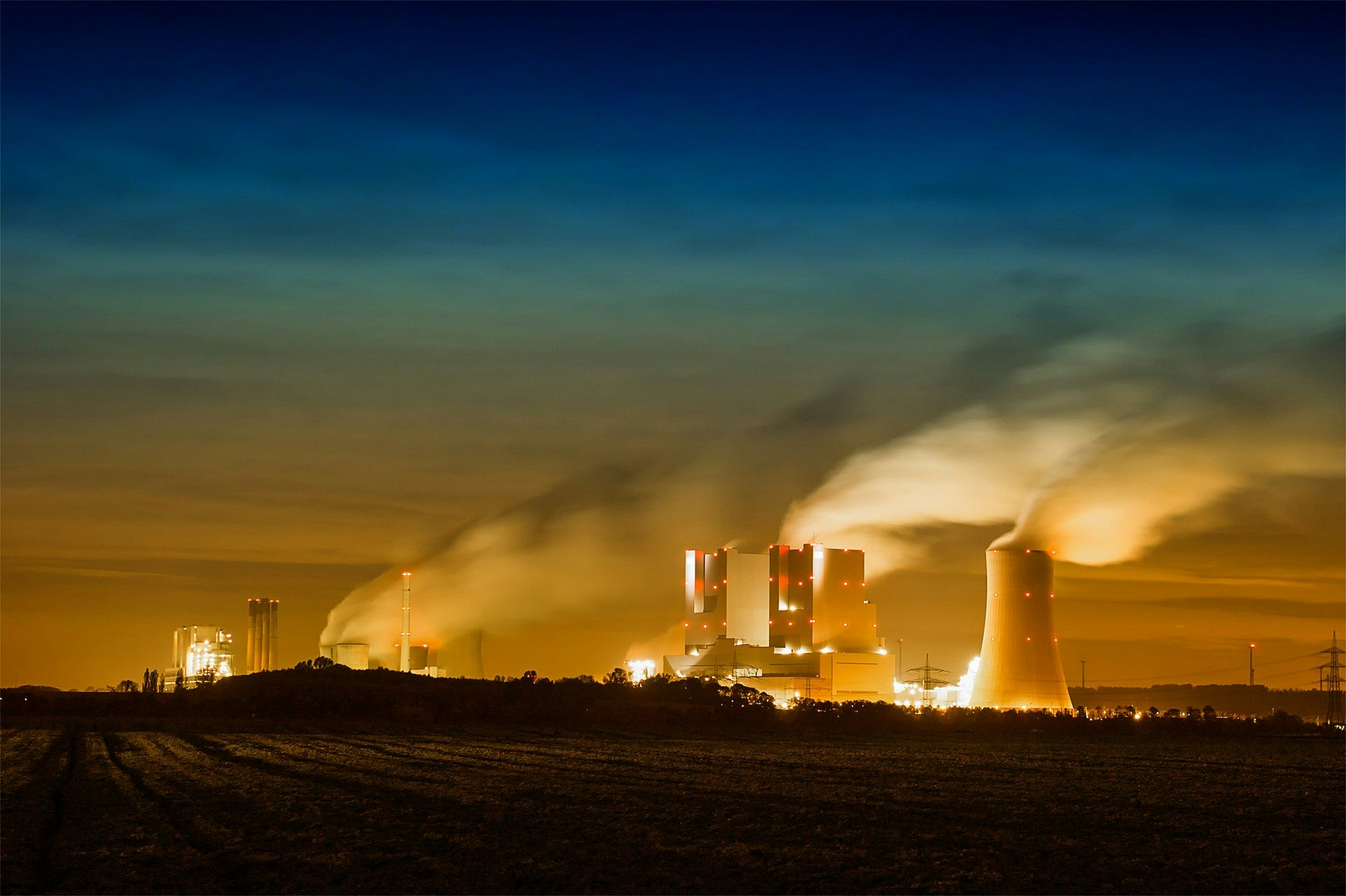 Smoke rising from a coal fired power plant.