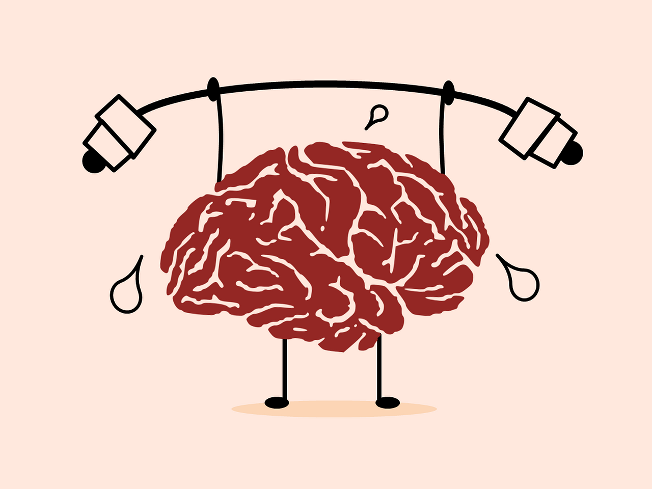 a cartoon of a brain lifting weights