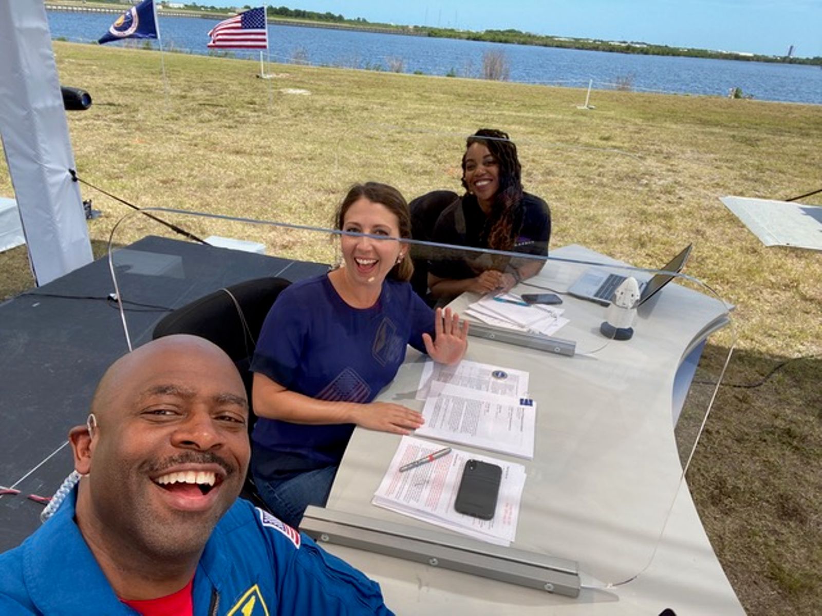 Astronaut Leland Melvin taking a selfie