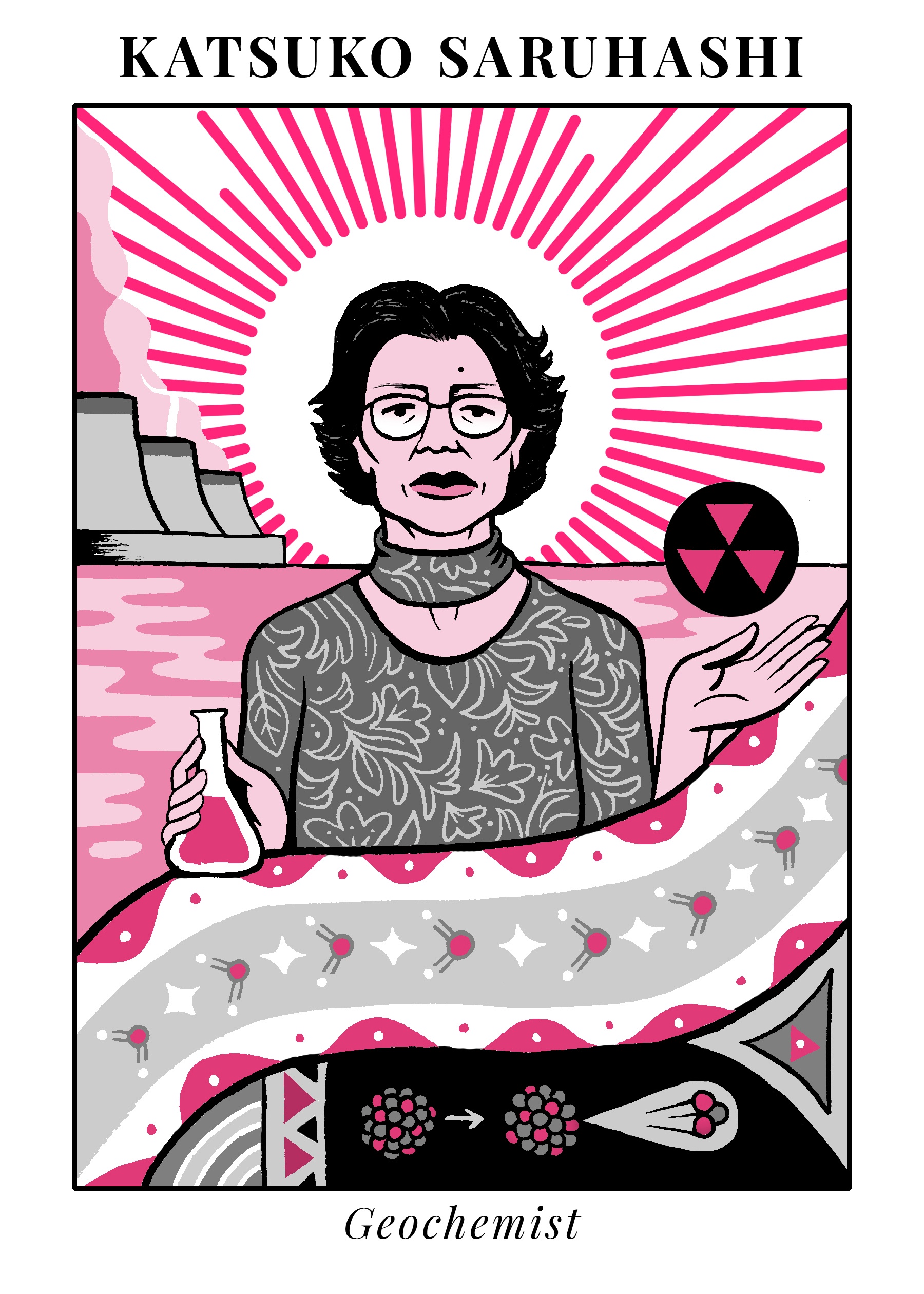 illustration of Katsuko Saruhashi, famous japanese scientist