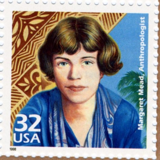 a stamp with an illustration of margaret mead