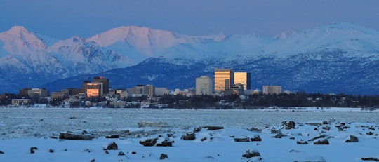Cityscape of Anchorage, Alaska, in the winter 