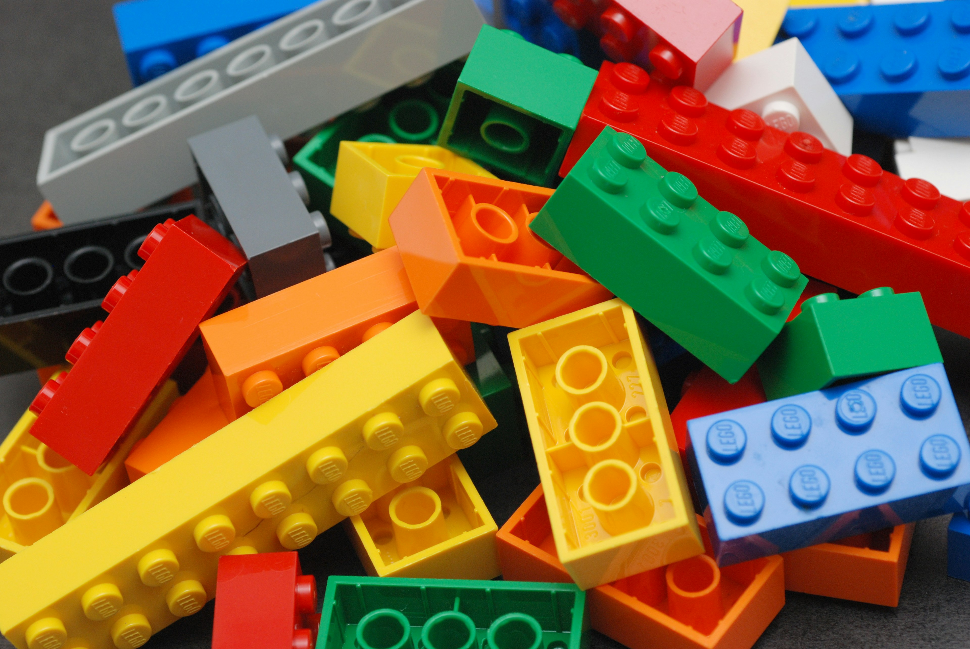 A pile of colored LEGO bricks