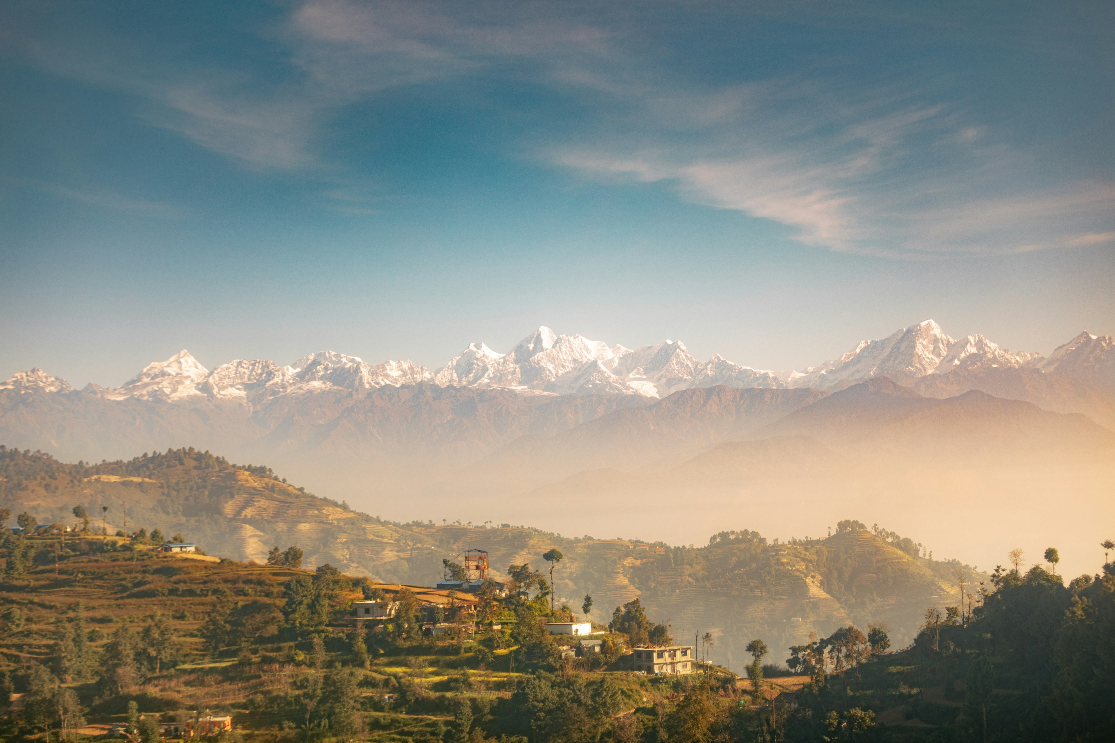 A view of the Himalayas from Katmandu, Nepal