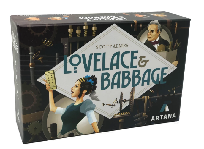 The box of Lovelace & Babbage, a board game from Genius Games.