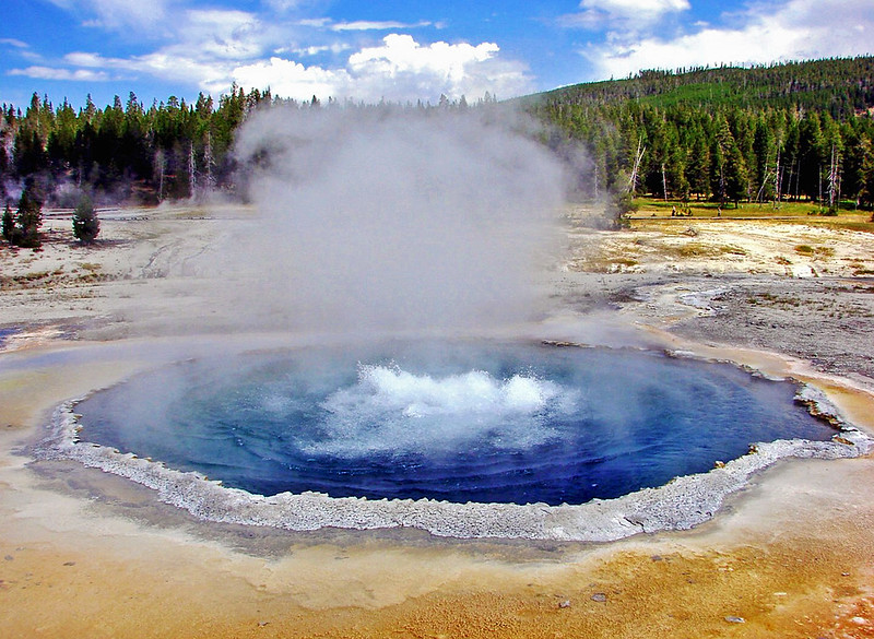hydrothermal pool with blue water
