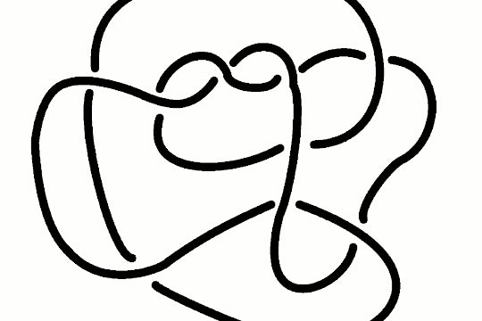 A gif showing a tangled string unraveling to reveal itself as an unknot, a circle with no crossings