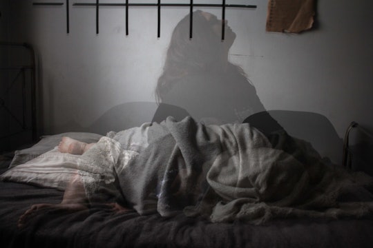artistic photo of a woman looking frustrated, mostly black and white