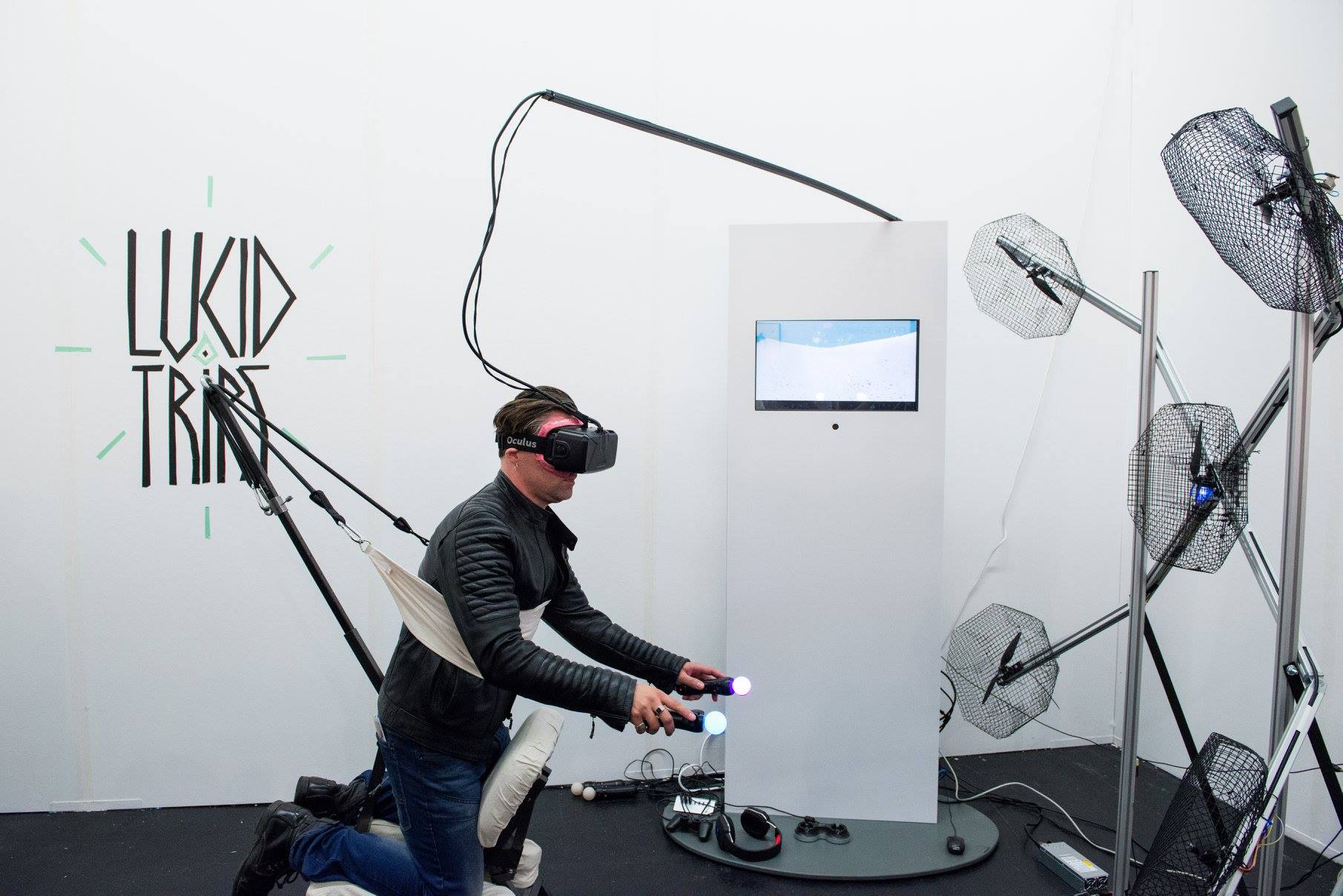 person using a VR rig