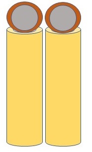 A diagram showing silver and copper nanoparticles arranged with silver in a core surrounded by copper ions