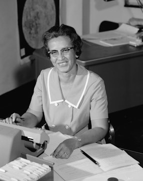 Katherine Johnson At Her Desk at NASA Langley Research Center.