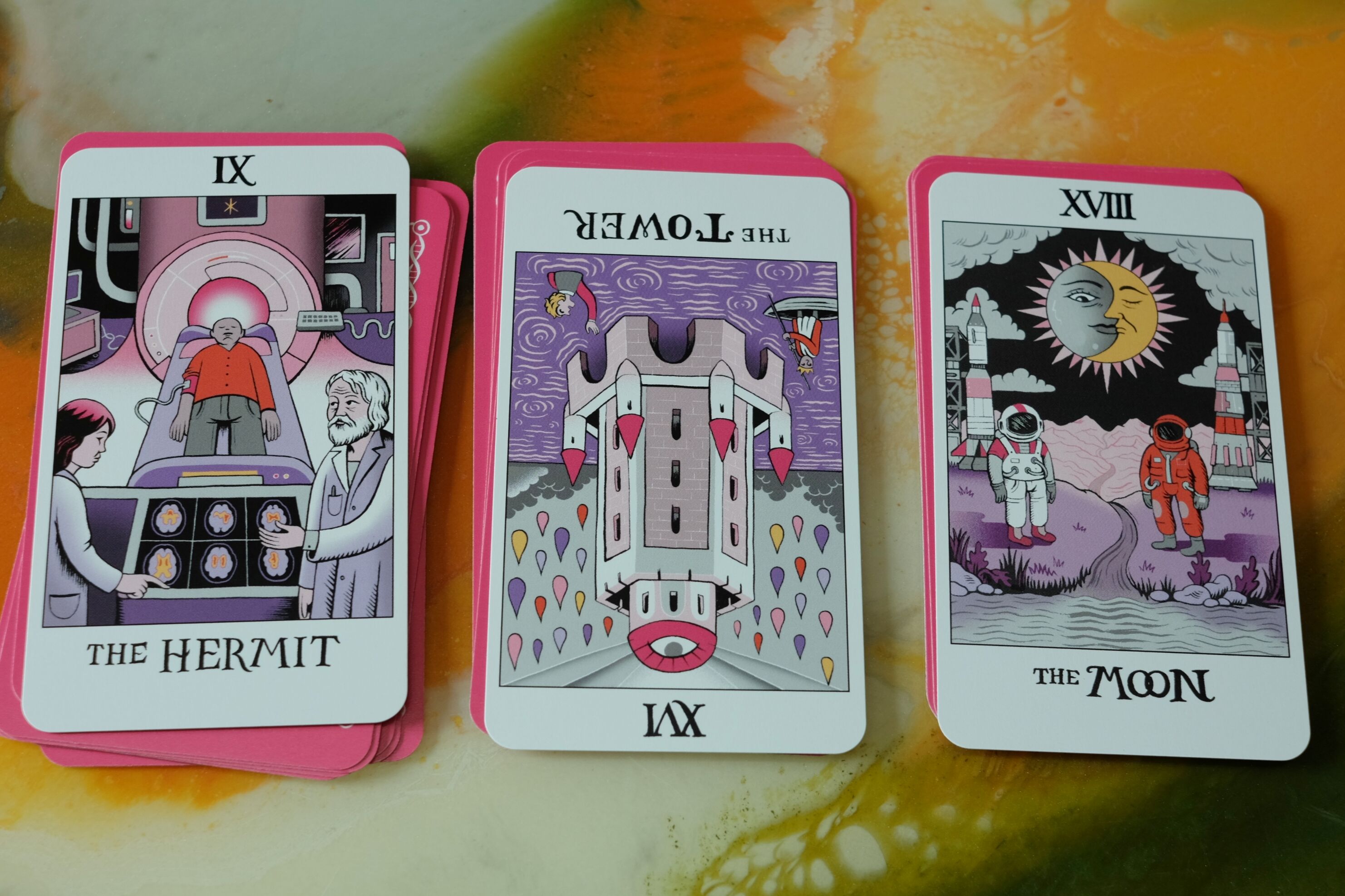 tarot spread using massive's women of science tarot deck