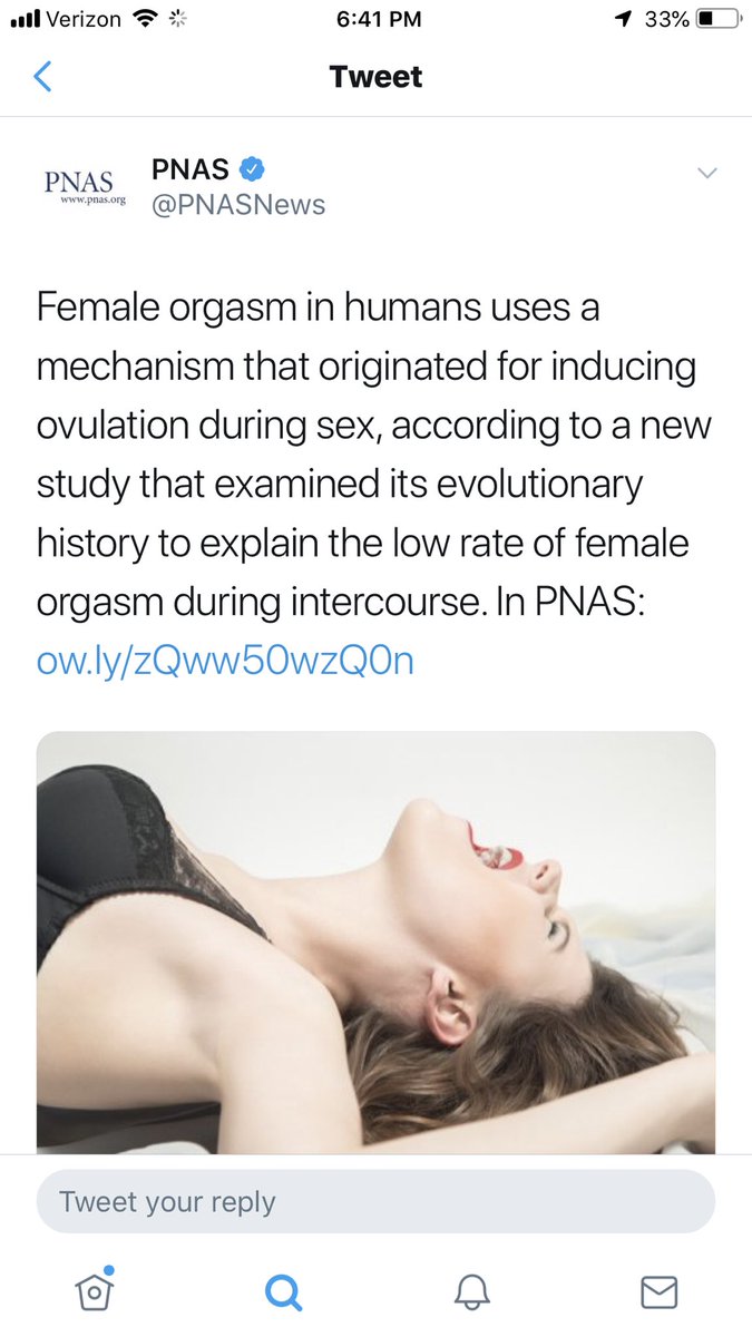 PNAS tweet screenshot - female orgasm research done in rabbits