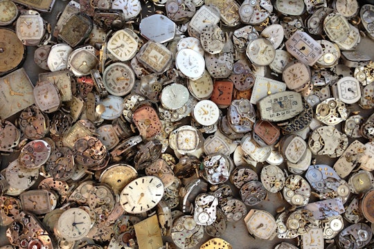 A watchmaker's discard pile of old watches.