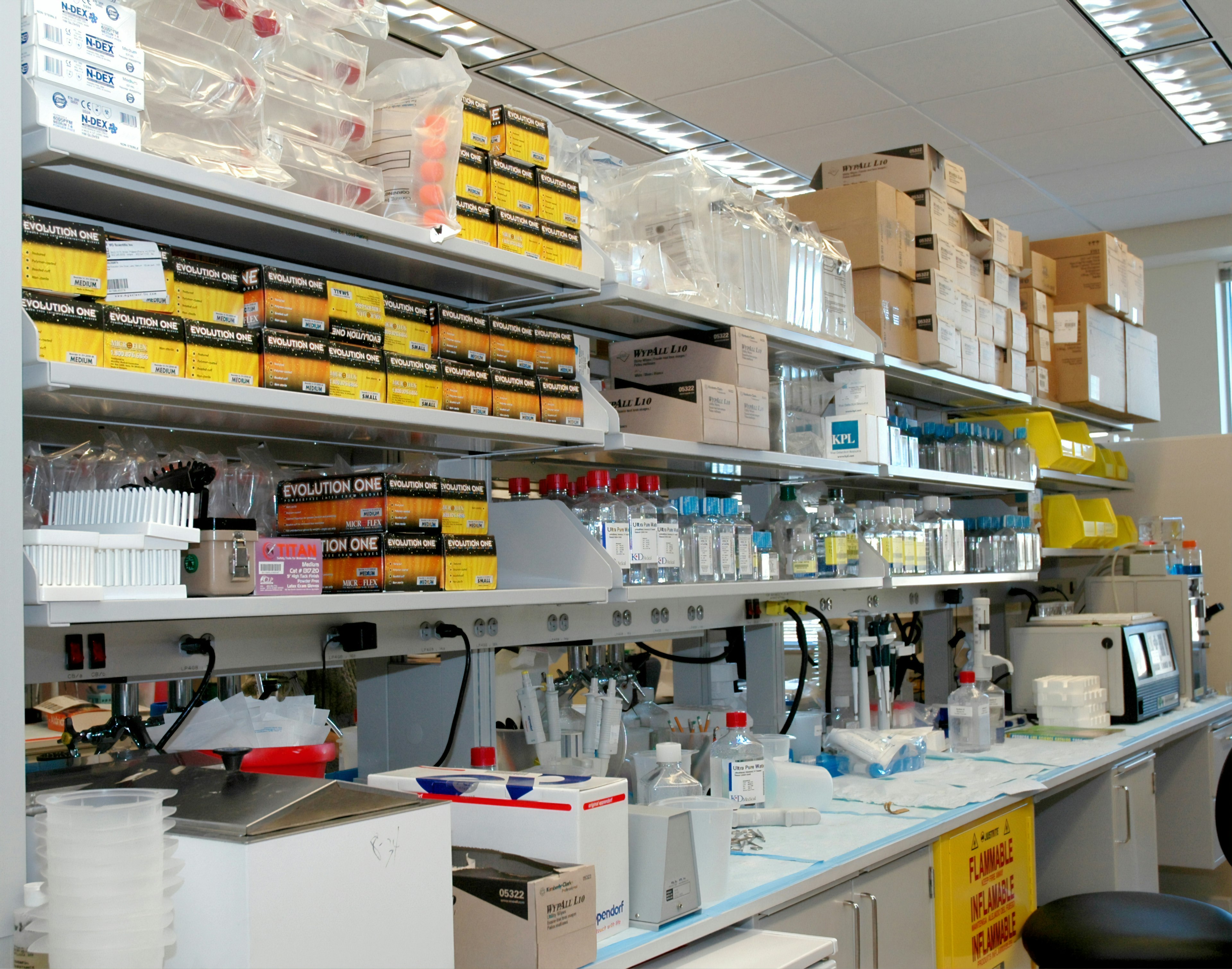 A lab bench in a molecular biology lab