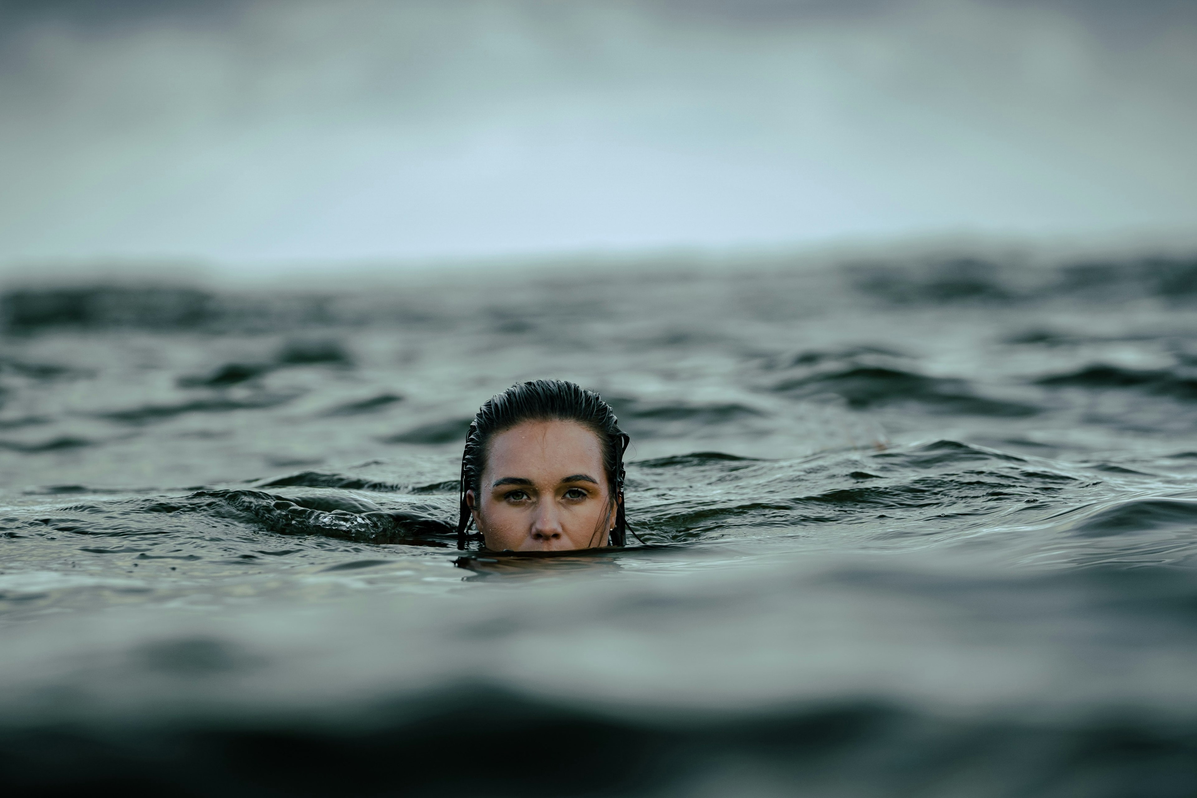 person in deep water