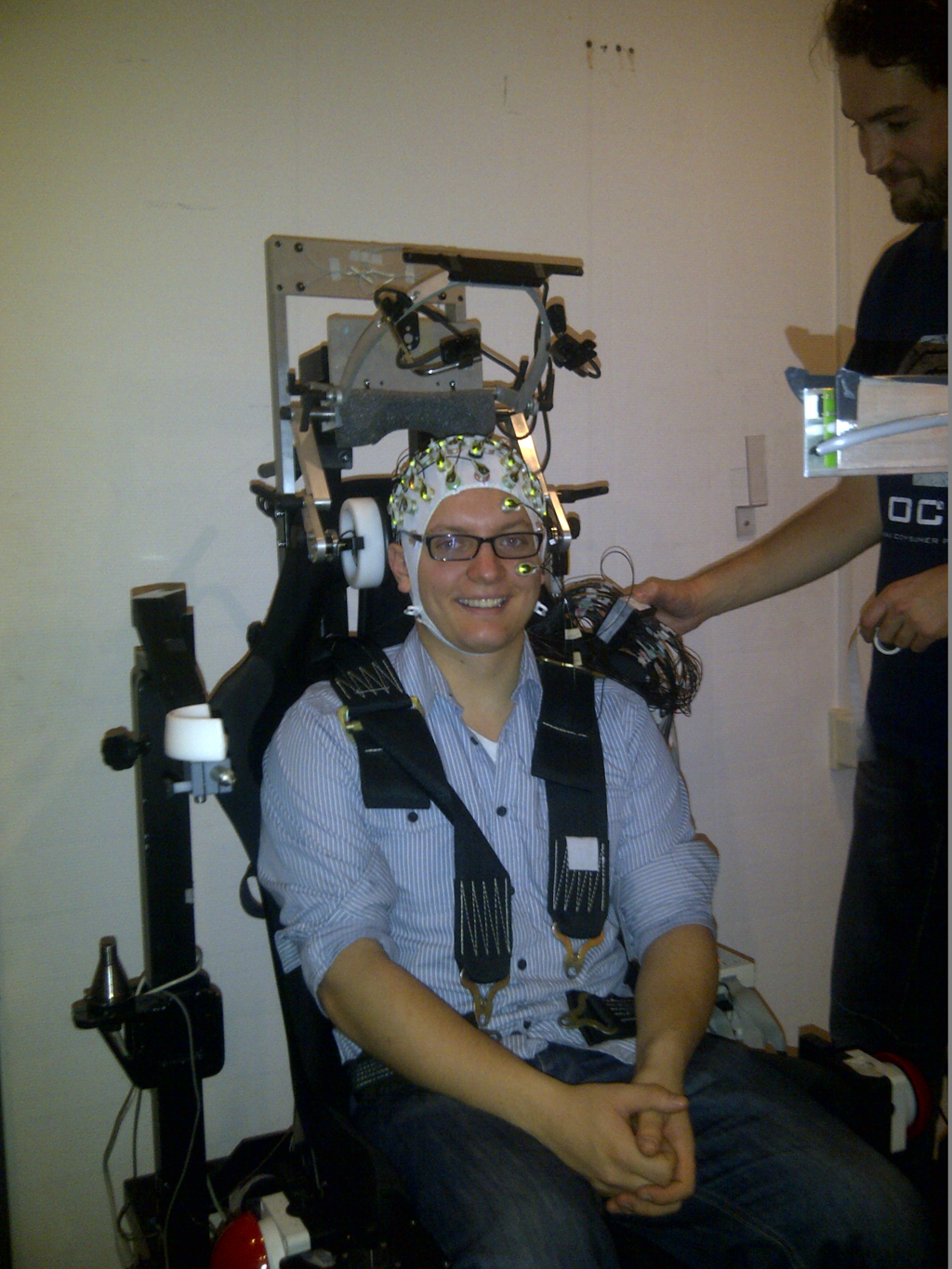 A person in a EEG set up ready to measure brain activity