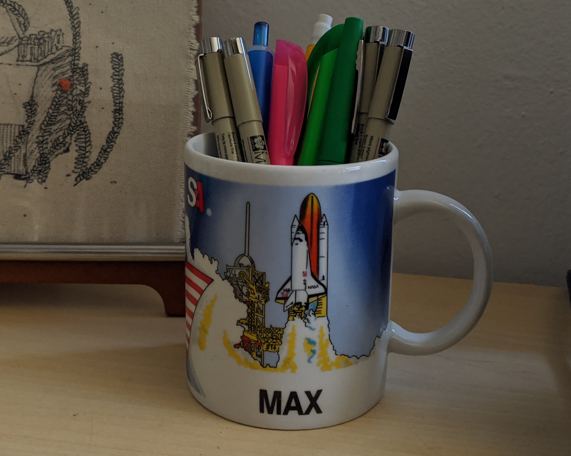 A NASA mug from my childhood in Florida. For some reason, they didn't have any for my sister, Noemie.