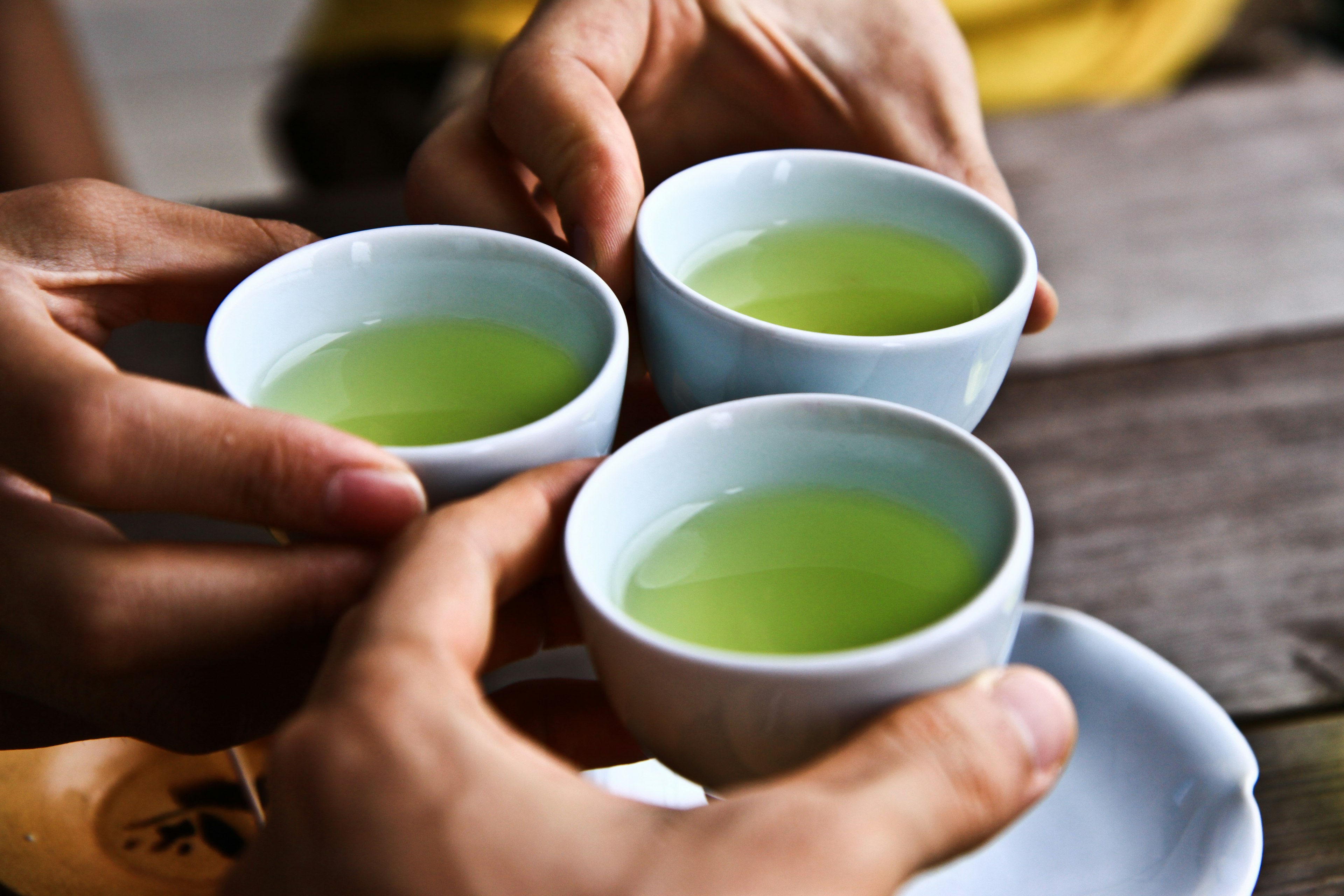 Three cups of Green tea