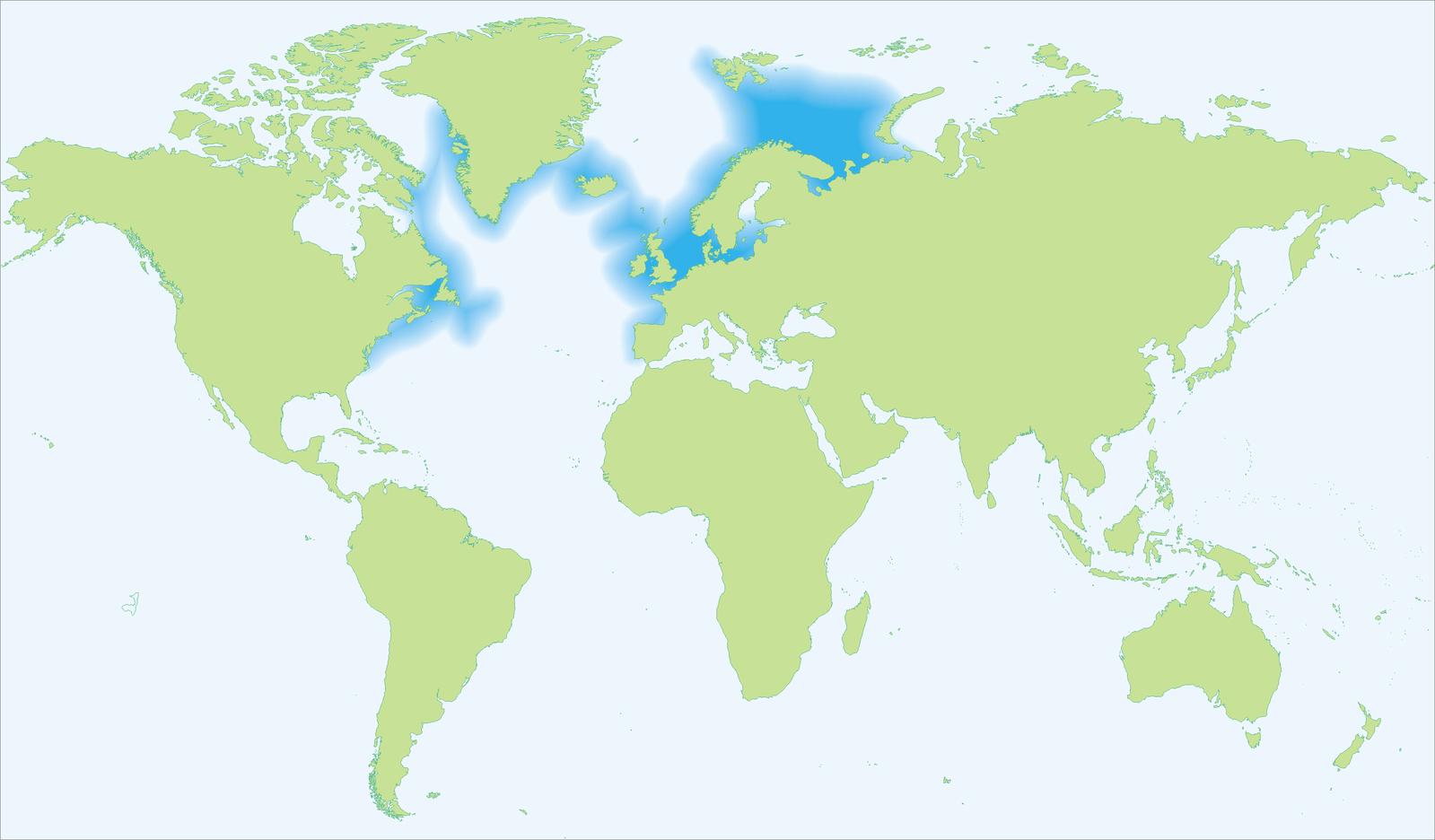 The range of Atlantic cod. From Aotearoa on Wikimedia Commons.