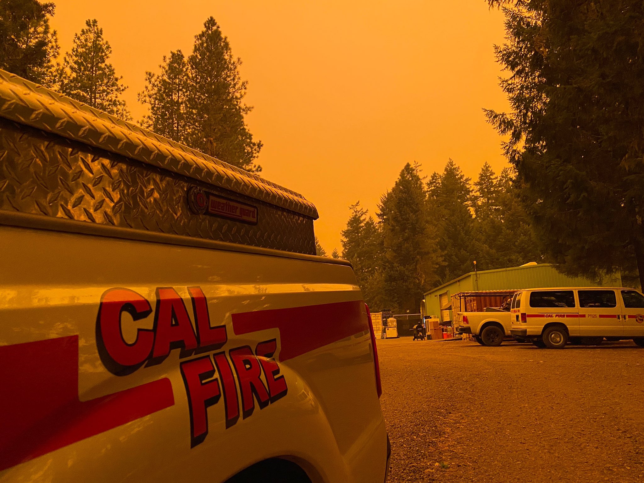 Smoky skies in Mendocino County from the August Complex Fire in the Mendocino National Forest.