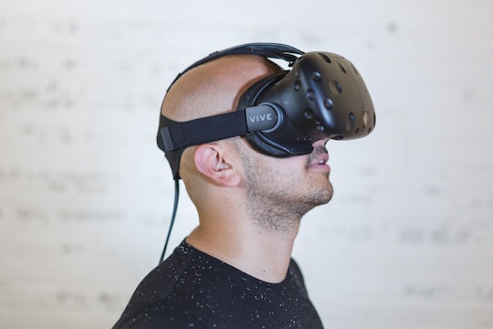 Person wearing a virtual reality headset