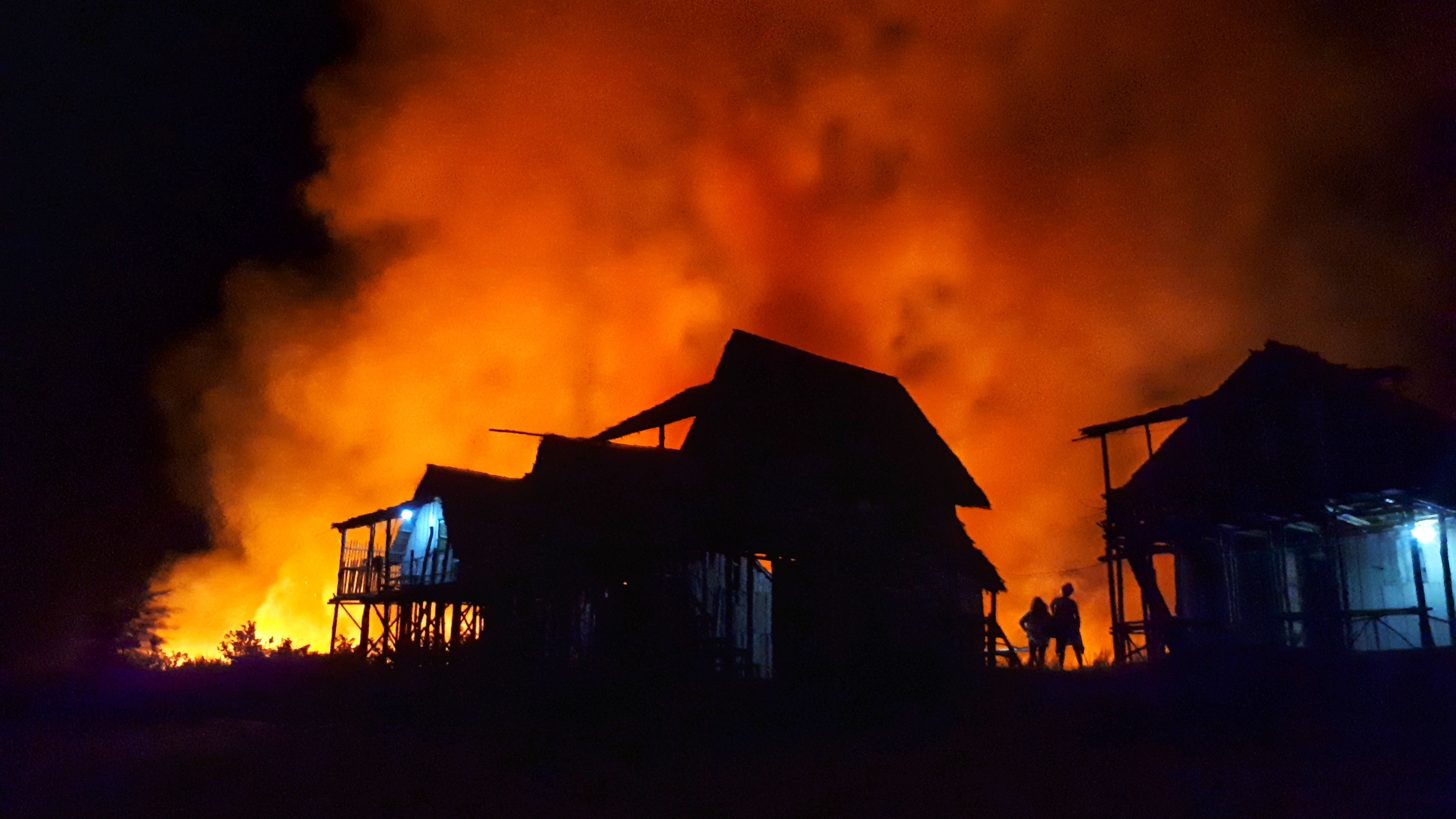 Forest fire seen at Bintan Island, Indonesia